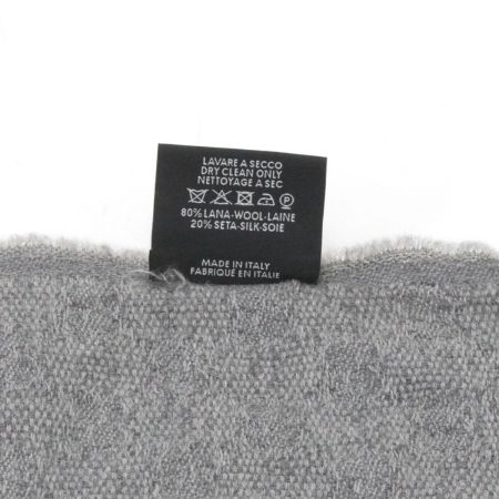  GUCCI グッチ マフラー 約175cm ウール80％ シルク20％ ライトグレー