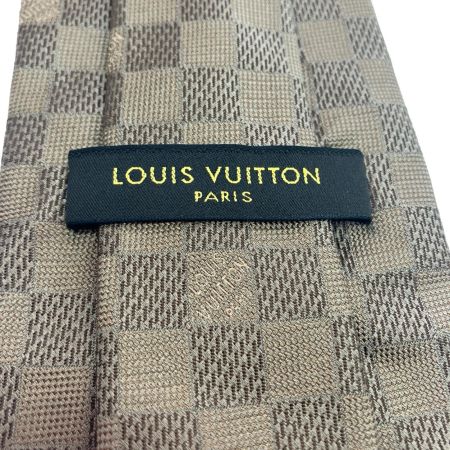 LOUIS VUITTON ルイヴィトン ネクタイ ダミエ柄 シルク ブラウン