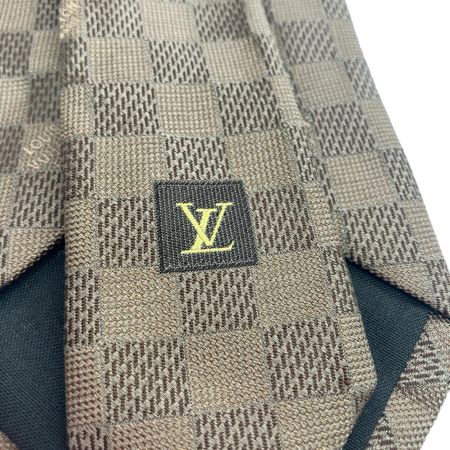  LOUIS VUITTON ルイヴィトン ネクタイ ダミエ柄 シルク ブラウン