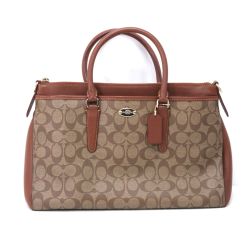 $$ COACH コーチ シグネチャー トートバッグ F34617 ブラウン×カーキ Bランク
