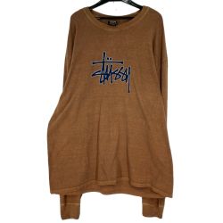 $$ stussy ステューシー 22AW Outlined Pigment Dyed XLサイズ ブラウン Bランク