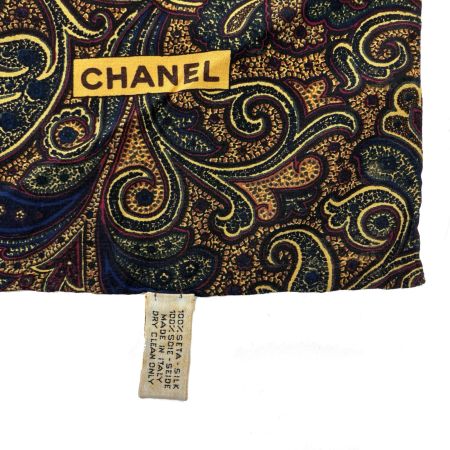  CHANEL シャネル シルクスカーフ ブラウン