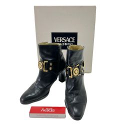 $$ VERSACE ベルサーチ ショートブーツ 22.5cm  B830 ブラック Bランク