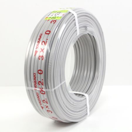  YAZAKI 矢崎エナジーシステム VVF(PbF)ケーブル 3×2.0mm 灰／黒・白・赤 100m 16kg