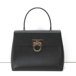 $$ Salvatore Ferragamo サルヴァトーレフェラガモ ハンドバッグ AF-21 ブラック Bランク