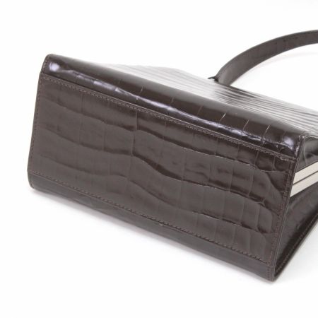  GIANNI VERSACE ハンドバッグ 型押し ブラック