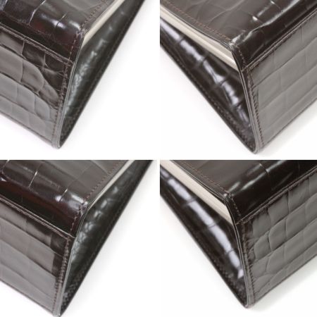  GIANNI VERSACE ハンドバッグ 型押し ブラック