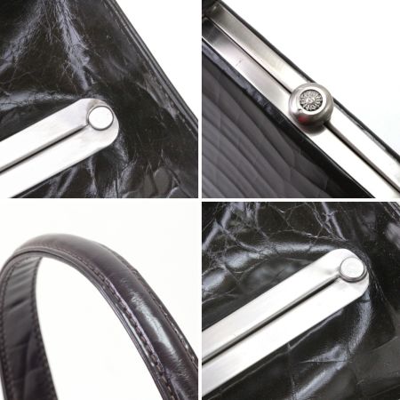  GIANNI VERSACE ハンドバッグ 型押し ブラック