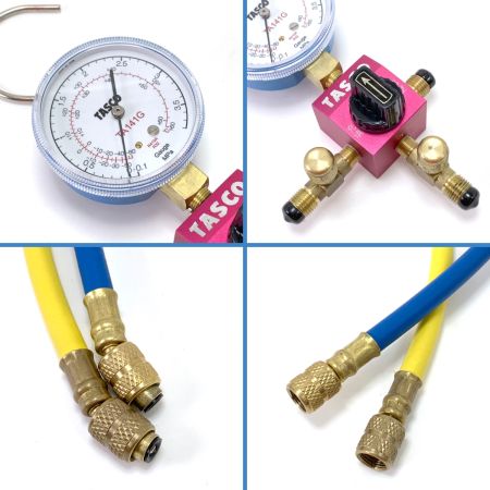  イチネンTASCO R410AR32用 ボールバルブ式 シングルゲージマニホールドTA123C（TA141G） TA141G