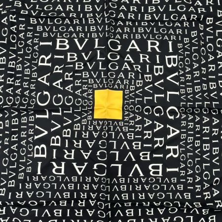  BVLGARI ブルガリ シルクスカーフ ロゴマニア ブラック