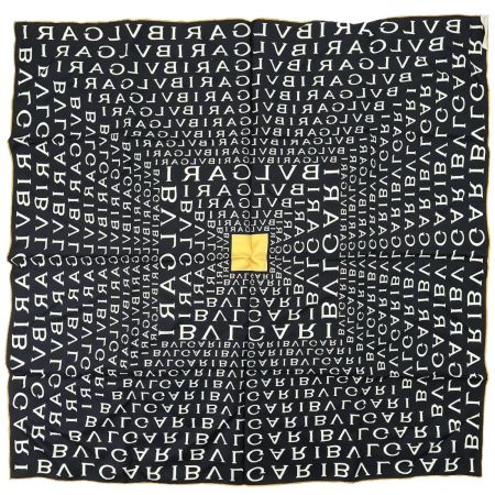 BVLGARI ブルガリ シルクスカーフ ロゴマニア ブラック