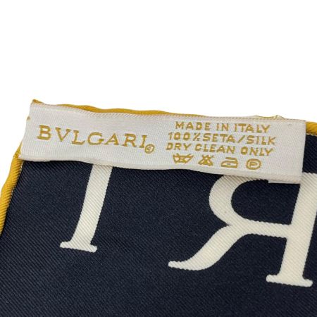  BVLGARI ブルガリ シルクスカーフ ロゴマニア ブラック