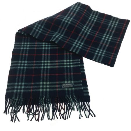  Burberrys バーバリーズ マフラー RAMBSWOOL ノバチェック ネイビー