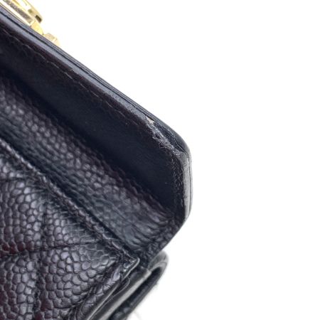  CHANEL シャネル ボーイシャネル スモール フラップ ウォレット コンパクト 三つ折り財布 キャビアスキン 