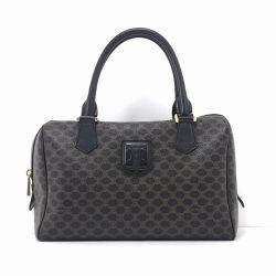 $$ CELINE セリーヌ マカダム柄 ボストンバッグ MC98/1 ブラウン×ブラック Bランク