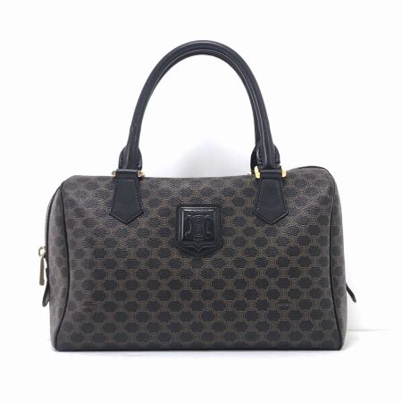  CELINE セリーヌ マカダム柄 ボストンバッグ MC98/1 ブラウン×ブラック