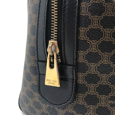  CELINE セリーヌ マカダム柄 ボストンバッグ MC98/1 ブラウン×ブラック