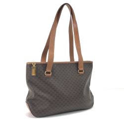 $$ CELINE セリーヌ トートバッグ マカダム柄 ブラウン Cランク