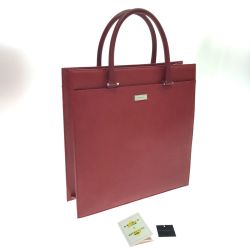 $$ BURBERRY バーバリー トートバッグ レザー スクエア レッド Aランク