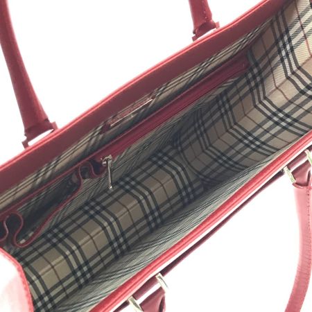  BURBERRY バーバリー トートバッグ レザー スクエア レッド