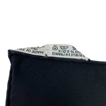  HERMES エルメス カレ90 la ronde des heures 時ノ輪舞 ブラック×グレー