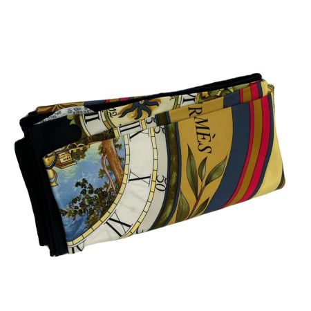  HERMES エルメス カレ90 la ronde des heures 時ノ輪舞 ブラック×グレー