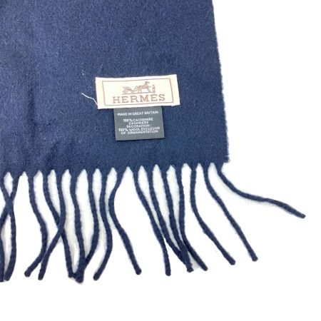  HERMES エルメス マフラー ホース柄 ハイランズカシミヤマフラー ネイビー