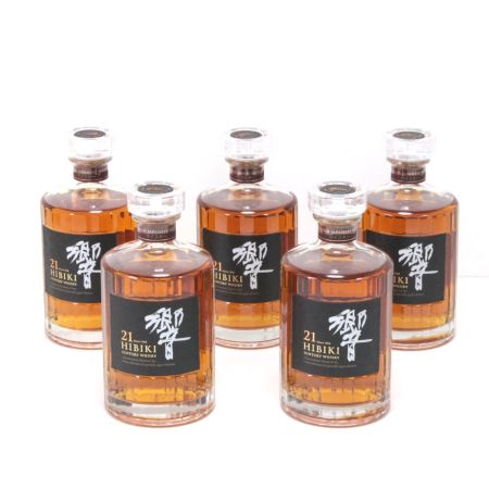 【北海道内限定発送】 SUNTORY サントリー 響 両面ブラックラベル 21年 700ml 43度 箱付 5本セット 未開栓