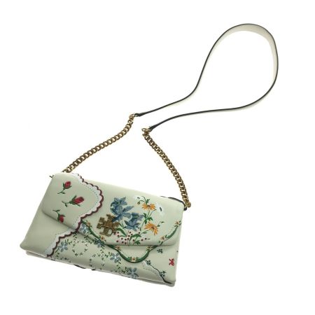  TORY BURCH トリーバーチ ショルダーウォレットチェーン ショルダーバッグ 花柄 ホワイト