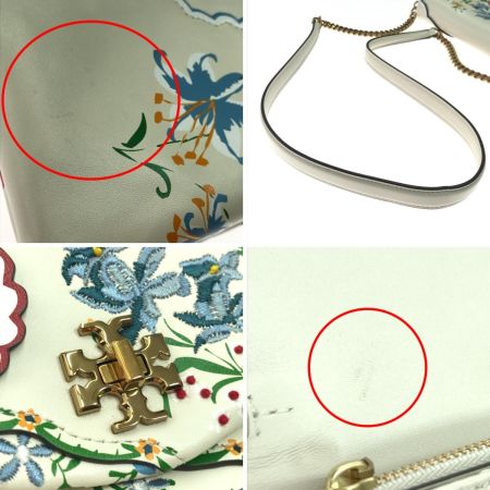  TORY BURCH トリーバーチ ショルダーウォレットチェーン ショルダーバッグ 花柄 ホワイト