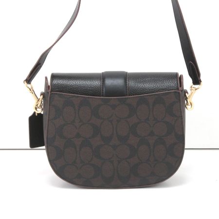  COACH コーチ シグネチャー ジョージー サドル ショルダーバッグ C2806 ブラック×ダークブラウン