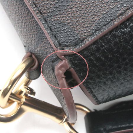  COACH コーチ シグネチャー ジョージー サドル ショルダーバッグ C2806 ブラック×ダークブラウン