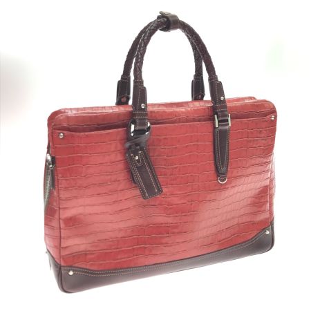  KIEFER NEU ビジネスバッグ アモーレ クロコ型押しレザー ショルダーストラップ別売 レッド