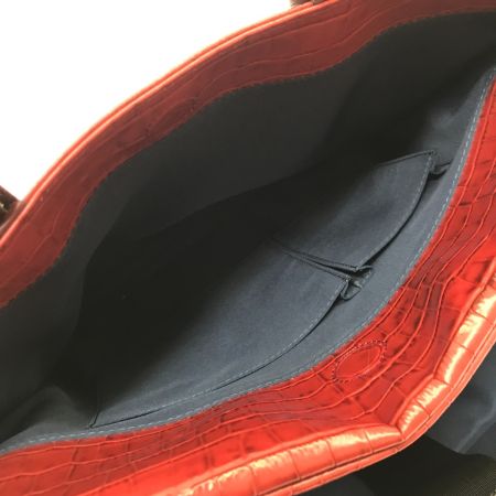  KIEFER NEU ビジネスバッグ アモーレ クロコ型押しレザー ショルダーストラップ別売 レッド