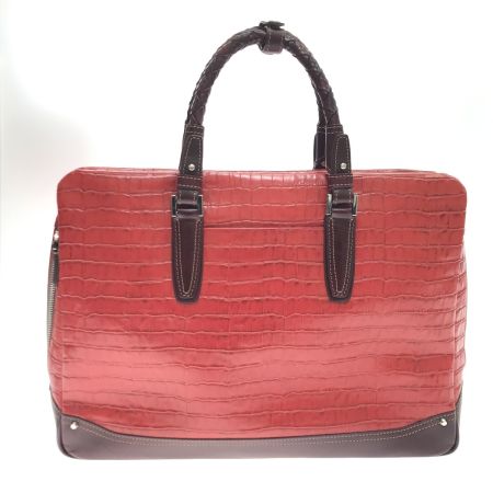  KIEFER NEU ビジネスバッグ アモーレ クロコ型押しレザー ショルダーストラップ別売 レッド