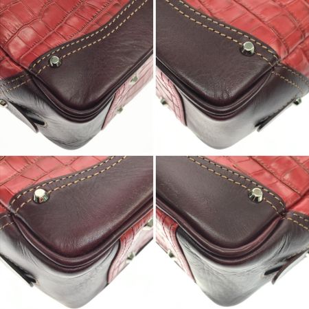  KIEFER NEU ビジネスバッグ アモーレ クロコ型押しレザー ショルダーストラップ別売 レッド