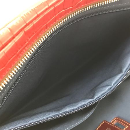  KIEFER NEU ビジネスバッグ アモーレ クロコ型押しレザー ショルダーストラップ別売 レッド