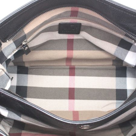  BURBERRY バーバリー ショルダーバッグ 巾着型風 ブラック×グレー