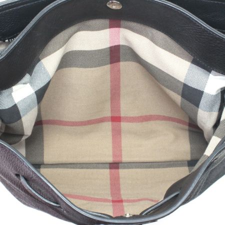  BURBERRY バーバリー ショルダーバッグ 巾着型風 ブラック×グレー
