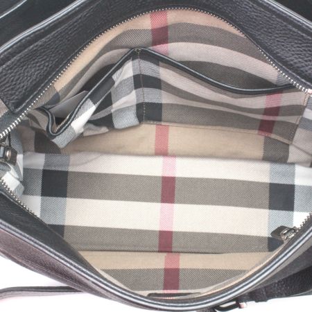  BURBERRY バーバリー ショルダーバッグ 巾着型風 ブラック×グレー