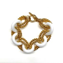 $$ KJL ブレスレット ゴールド×ホワイト Bランク