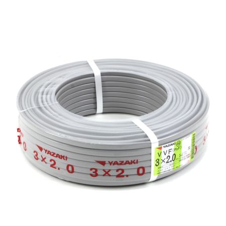  YAZAKI 矢崎エナジーシステム VVF(PbF)ケーブル 3×2.0mm 灰／黒・白・赤 100m 16kg