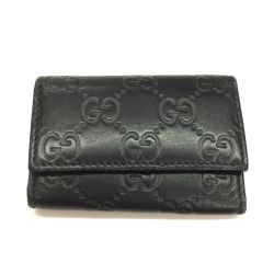 $$ GUCCI グッチ 6連キーケース グッチシマ 138093 ブラック Cランク