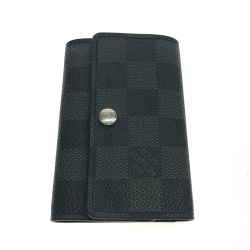 $$ LOUIS VUITTON ルイヴィトン キーケース ダミエ・グラフィット ミュルティクレ6 イニシャル刻印あり N62662 グレー Bランク
