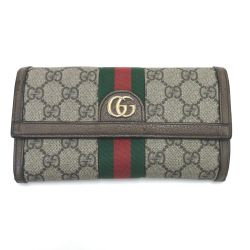 $$ GUCCI グッチ 2つ折り長財布 GGスプリーム コンチネンタル 523153 ブラウン Cランク