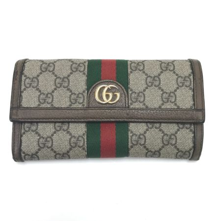 GUCCI グッチ 2つ折り長財布 GGスプリーム コンチネンタル 523153 ブラウン