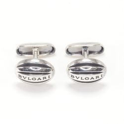 $$ BVLGARI ブルガリ カフス SILVER925 ロゴ文字オーバル型 Bランク