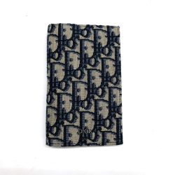 $$ Christian Dior クリスチャンディオール バーティカル 二つ折カードケース 12-BO-0272 ネイビー Aランク