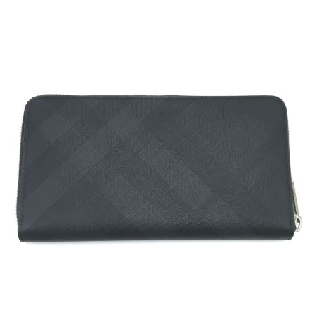  BURBERRY バーバリー 長財布 チェック柄ラウンドファスナー ブラック