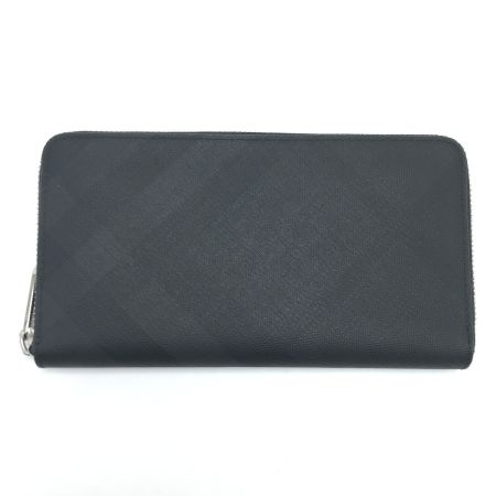  BURBERRY バーバリー 長財布 チェック柄ラウンドファスナー ブラック